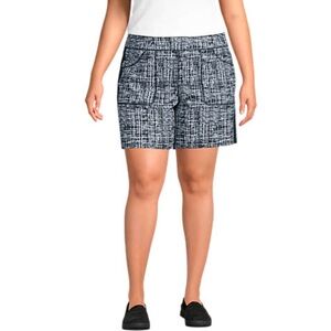 Lands' End Black and White Print Relaxed Fit Active Shorts - Size 1X